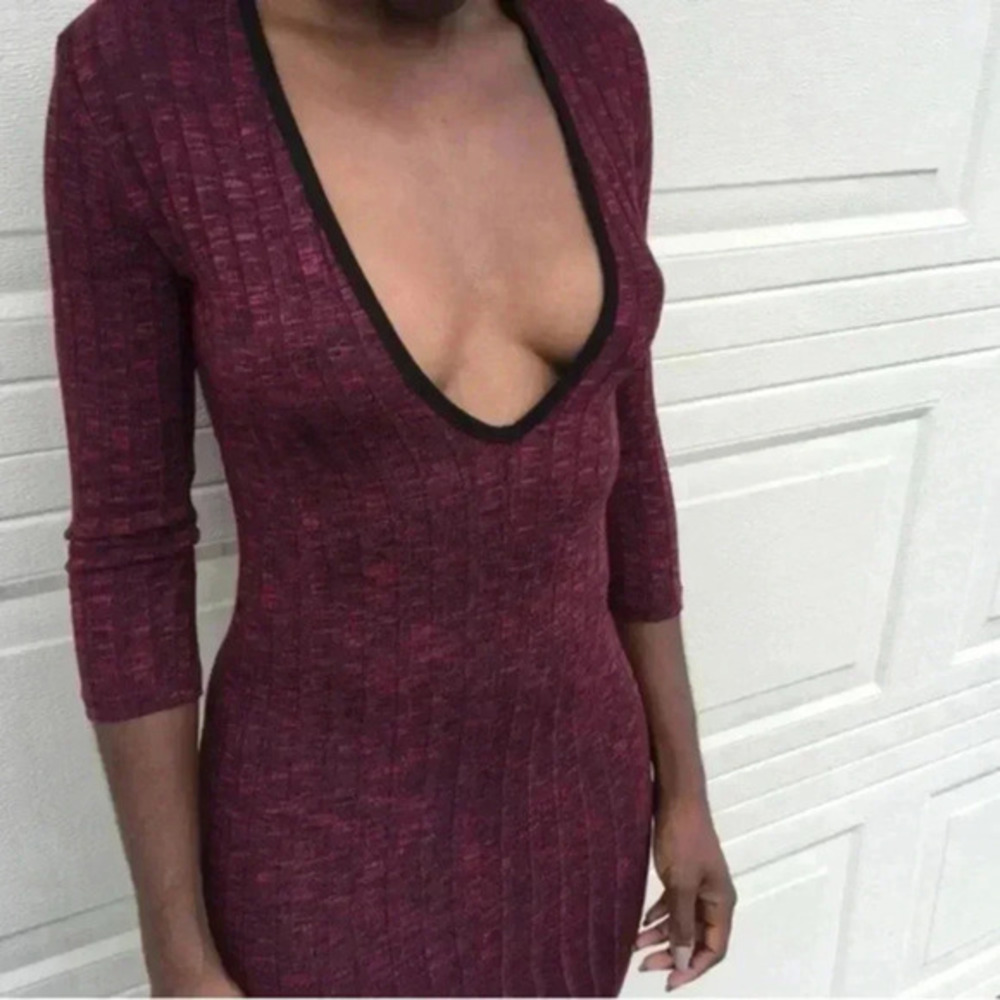 Burgendy Dress with‎ front slit